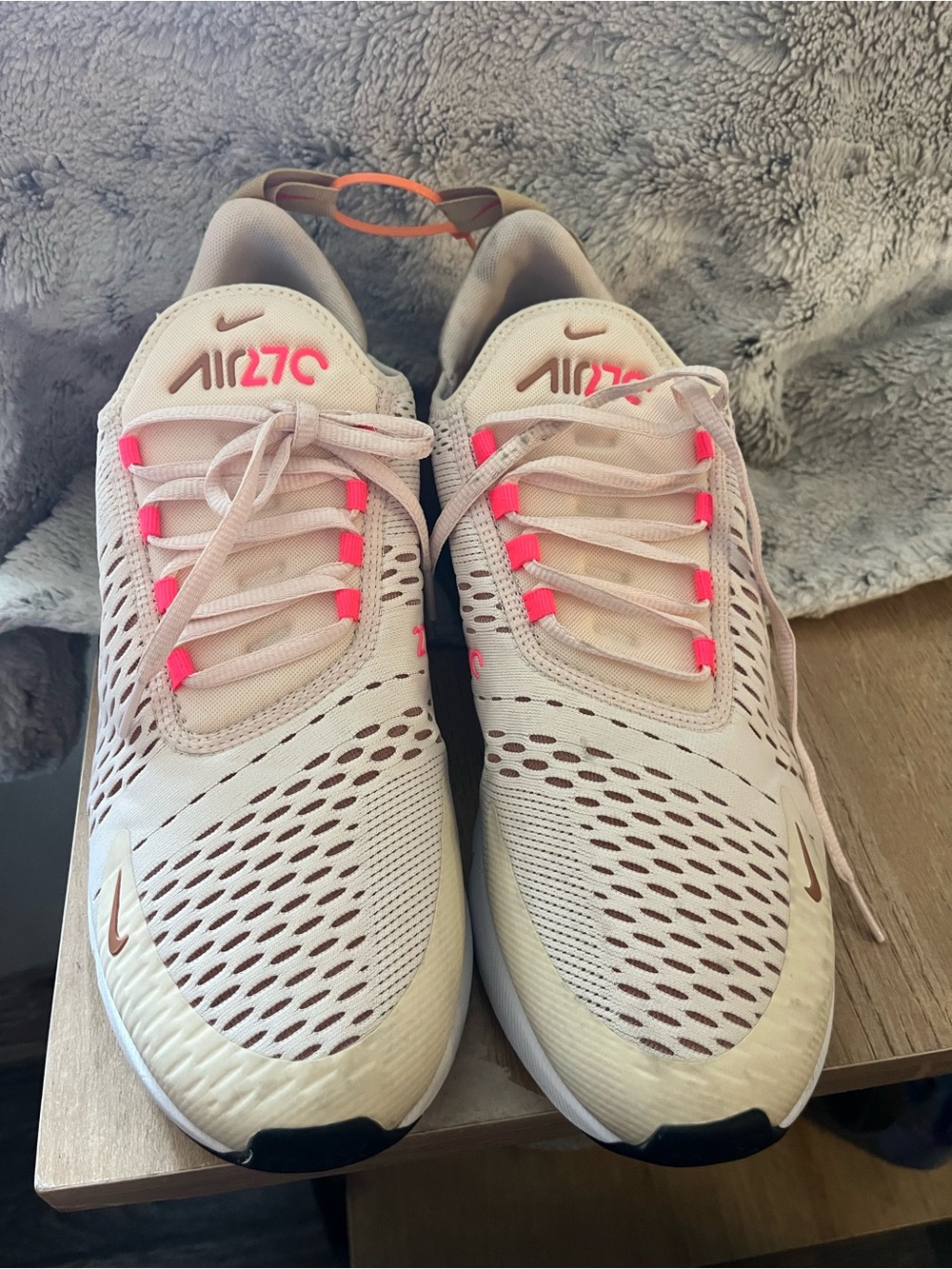 Nike Women's Air270 Sneakers in Light Pink with Neon Pink Accents